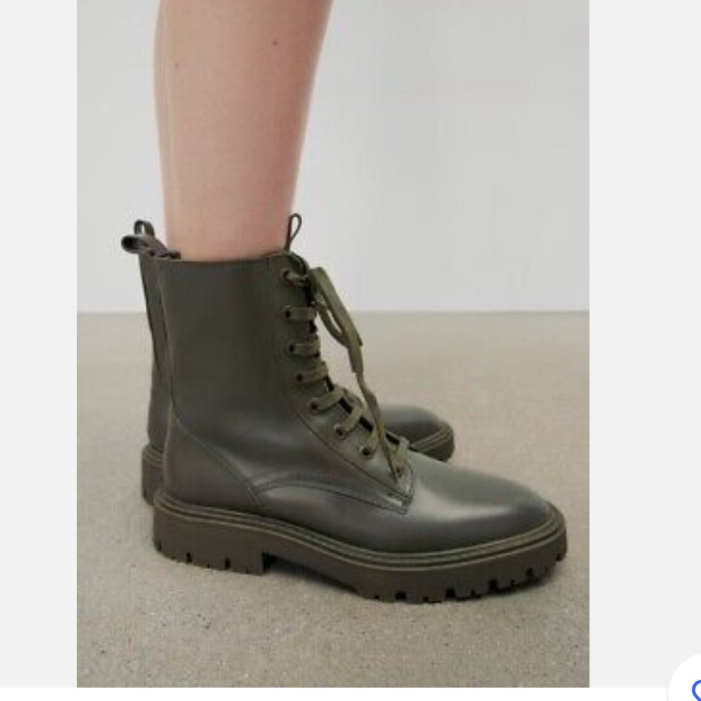 Low Heel Laced Leather Ankle Boots